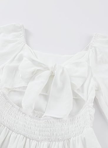 Miniatura 6 de blibean - Vestido de manga larga con lazo en la espalda para niñas y preadolescentes, vestido de otoño con hombros descubiertos, tallas para 6-15