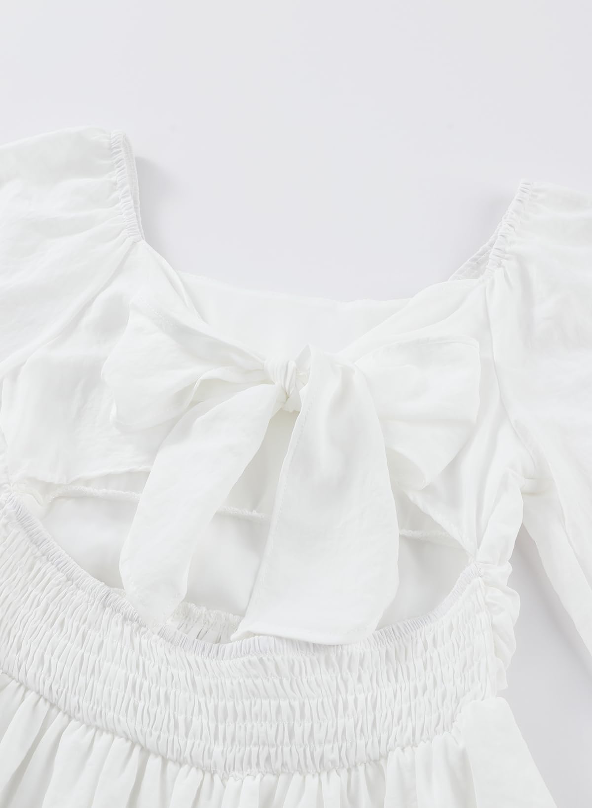 blibean Vestido de manga larga para niñas con lazo en la espalda, vestido de otoño con hombros descubiertos, talla 6-15 años