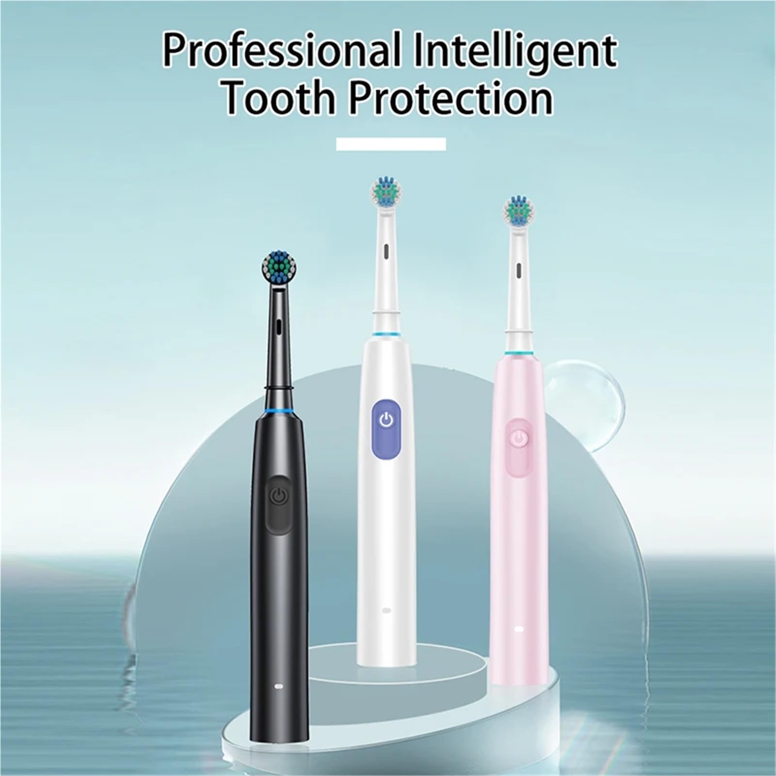 2 cepillos de dientes giratorios recargables, temporizador para adultos, cargador USB de 6 modos con cabezales de repuesto (2002 negro rosa)