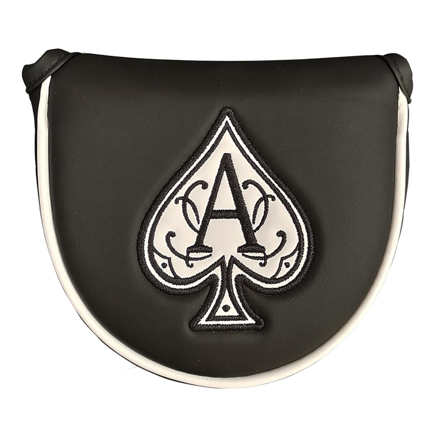 Poker Ace Black Mallet Golf Putter Cover Heel Shaft Head Cover with Magnetic Closure