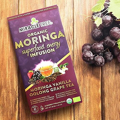 Miniatura 7 de Miracle Tree 's Moringa Energy Tea - Uva Oolong de vainilla  Mezcla súper cafeína  Alternativa de café saludable, perfecta para concentrarse