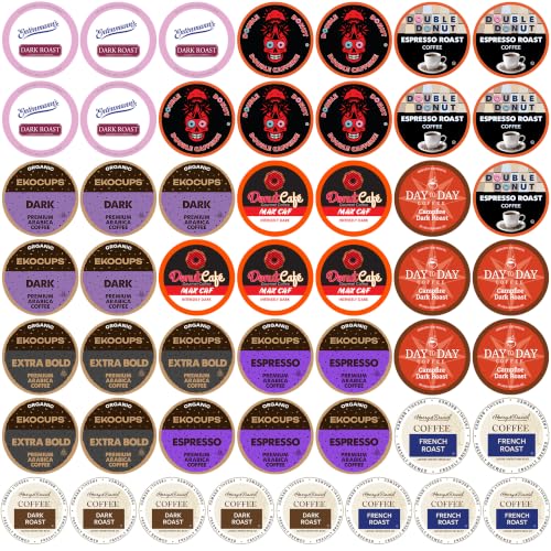 Perfect Samplers Strong High Caffeine Dark Roast Coffee Pods, 50 Count