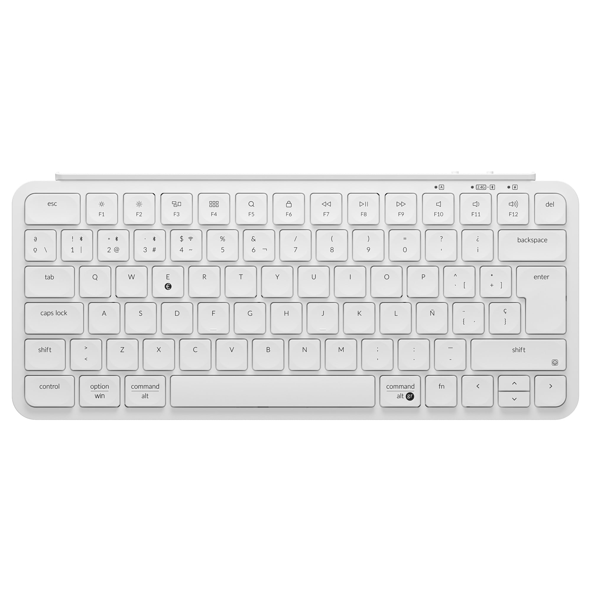 Keychron B1 Pro Teclado Inalámbrico Ultrafino, Distrubución ISO Español, Programable Mediante ZMK/Launcher, Conectividad 2.4 GHz/Bluetooth/Cable, Teclas Silenciosas para Mac y Windows- Blanco Marfil