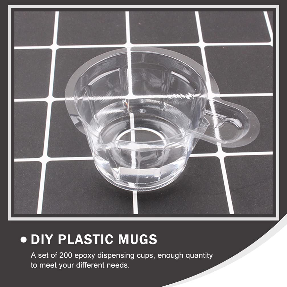 BESPORTBLE 200Pcs Epoxy Resin Mixing Cups 40ml Disposable Graduated Plastic Epoxy Dispensing Cup Epoxy Measuring Mugs Mixing Stirring Cup for DIY Epoxy Resin Casting DIY Art Making Waxing