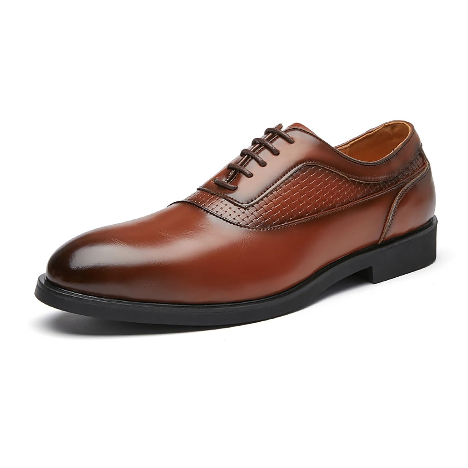 Scarpe eleganti Oxford da uomo - Calzature classiche da ufficio formali stringate for matrimonio Comode scarpe da ufficio Nero Marrone