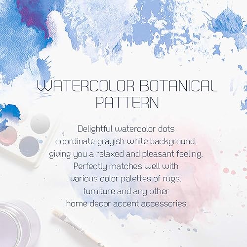 Miniatura 8 de KGORGE Cortinas opacas de acuarela blanca y gris, con patrón de hojas bohemias para sala de estar, comedor, oficina, hogar, 52 pulgadas de ancho x