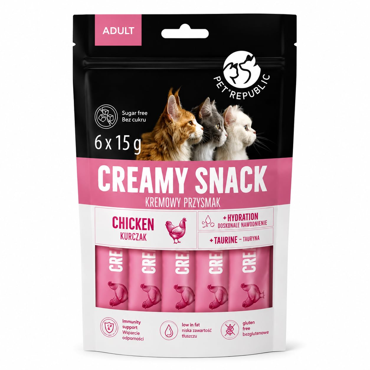 PetRepublic Creamy Cat Treat, Chicken Flavour 15g (3x 6 Pack)