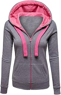 Homebaby Giacca con Zip da Donna Felpa con Cappuccio Casual Elegante Manica Lunga Crop Top Sportivo Allenamento Fitness Yoga Pullover Maglione Cotone Camicette Autunno Inverno