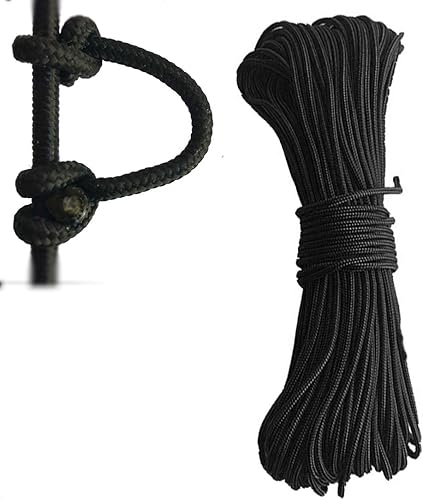 12 pies Cir-Cut Tiro con arco D Loop cuerda de lanzamiento D Nocking Cable duradero U Nok Ring hebilla de lazo de 0.094in 0,09 pulgadas (negro)
