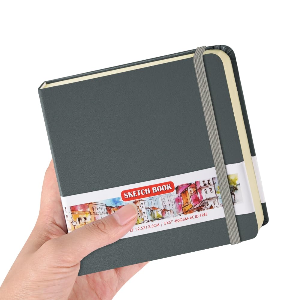 5x5 Pocket Sketch Book,80gsm Hardcover Art Sketchbook for Drawing Journal