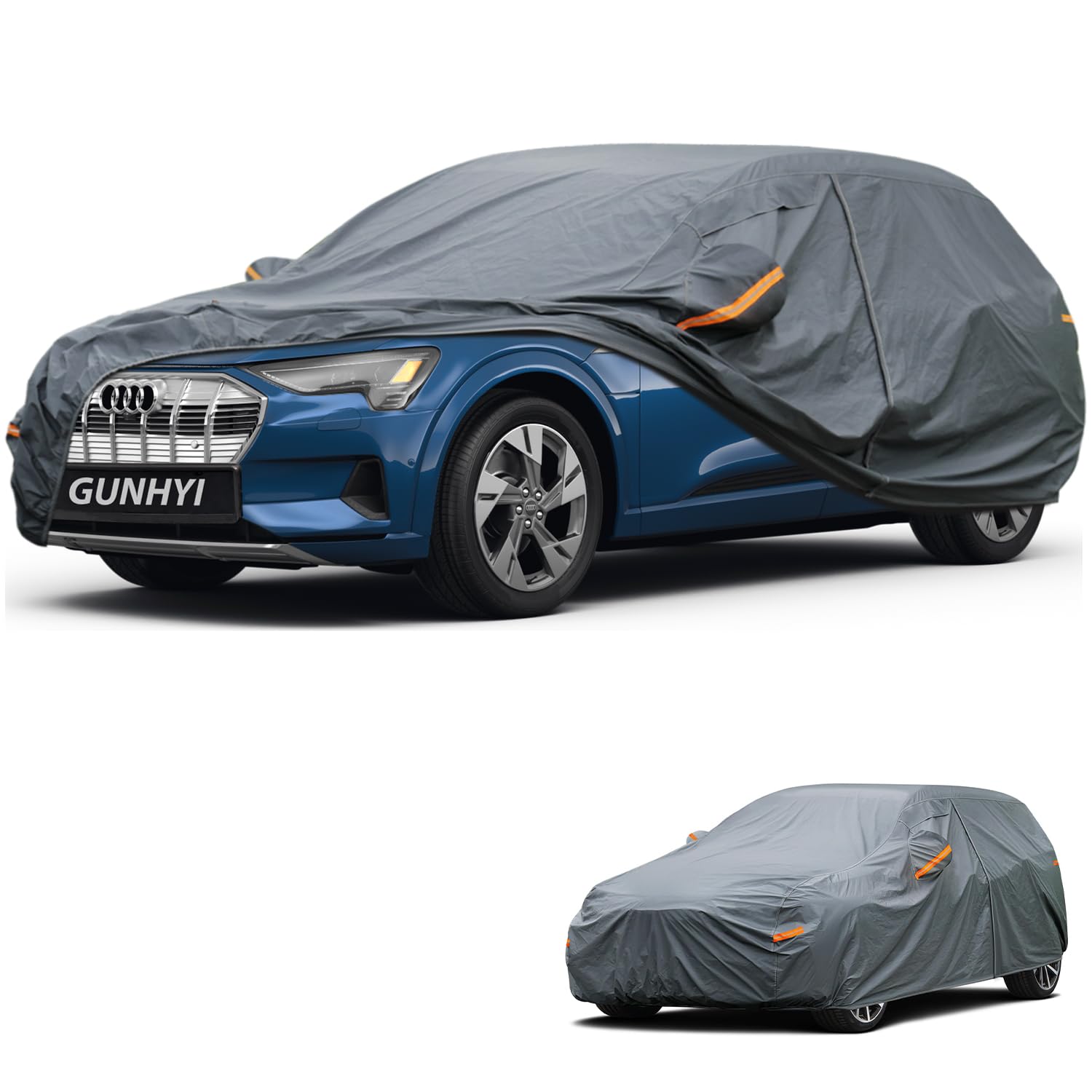 GUNHYI Premium Car Cover Custom Fit Audi e-tron, 16 Layers Heavy Duty Car Cover Waterproof All Weather with Zipper Door for Sun Rain Snow Dust Uv Protection