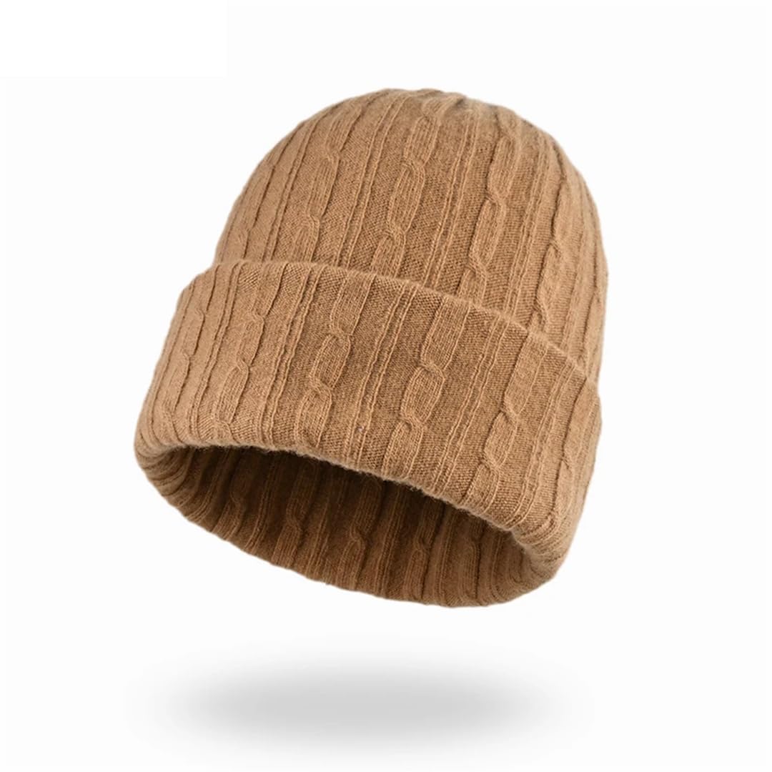Gorro De Lana Pura De Doble Capa Trenzado Fino Para Mujer, Gorro De Lana De Punto Cálido, Gorro Para Niña Y Niño Para Otoño E Invierno