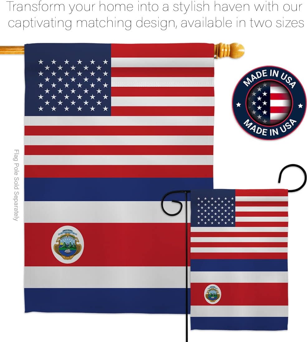 Americana Home & Garden Costa Rica US Friendship House Flag Regional Nation International World Country Particular Area Decoration Banner Small Garden Yard Gift Double-Sided, Made in USA