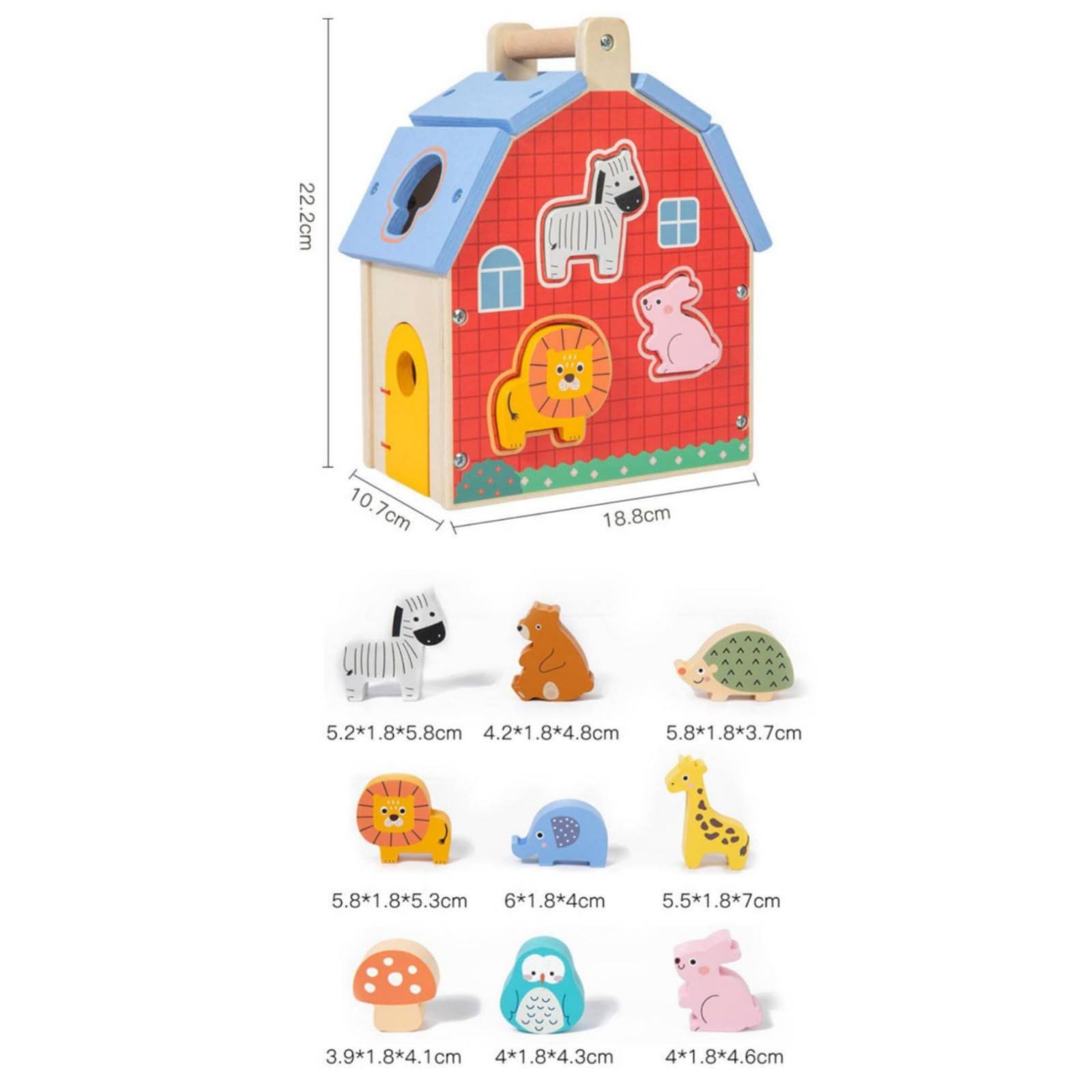 Qianly Bauernhof-Tier Steckspiel motorische Fähigkeiten mehrseitig Lernspielhaus aus feinmotorik Tier-Puzzlpielhaus für, Garten