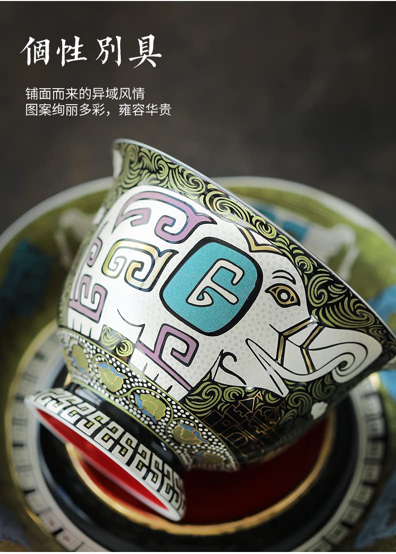 Juego de té de cerámica, Taza de té con Tapa, Juego de té de cerámica Gaiwan, Tetera Trave Gaiwan, Taza de té Tradicional China de Porcelana, Juego de té Gaiwan para uno