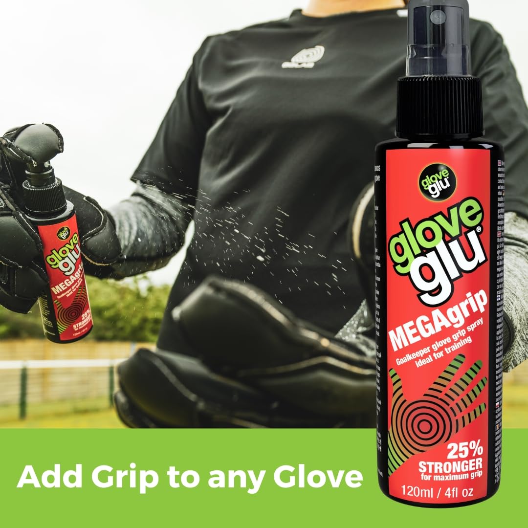 gloveglu MEGAgrip Système d'entretien des gants, Ensemble de gardien de but en 3 étapes, Gloveglu MEGAgrip, Lavage et préparation des gants, Glove Fresh, 3 x 120 ml de sprays pour gants