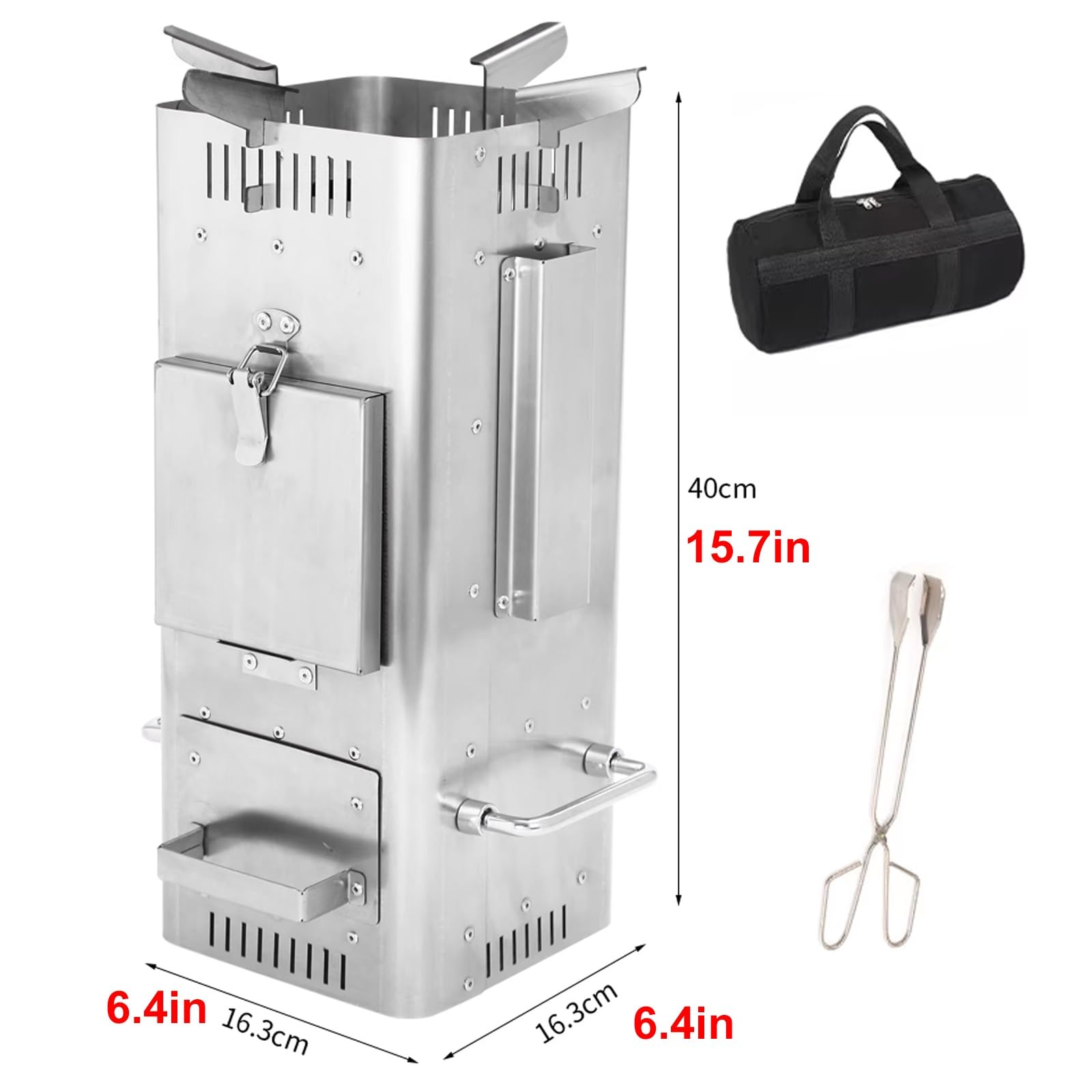 Stufa a Legna Piccola Realizzato in Acciaio Inox 201 Portapentole Rimovibile Mini Stufa a Legna da Campeggio con Cassetto Raccogli-cenere Adatto per Campeggio e Cucina