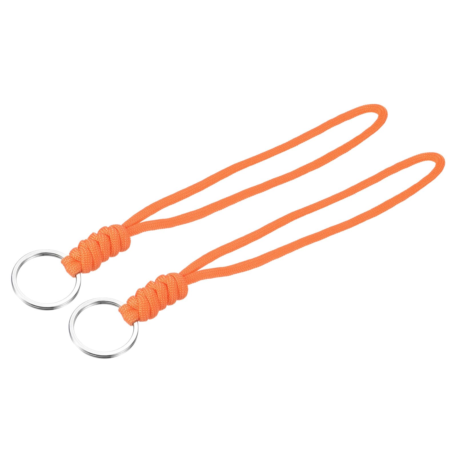 YOKIVE 2 Pcs Paracord Lanyard with Keyrings, Wrist Keychain Cord Metal Hooks Straps, Orange, 8 Inch