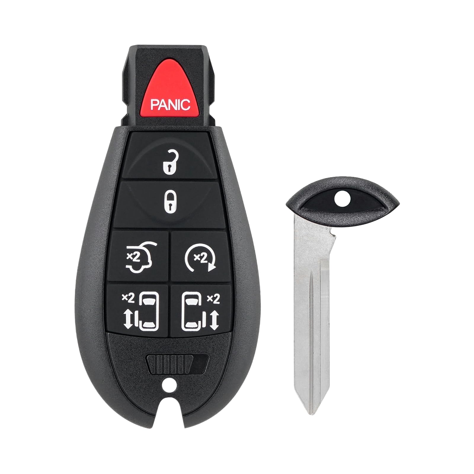 2-Pack Key Fob Replacement for Dodge Grand Caravan & Dodge Caravan 2008-2020, Chrysler Town and Country 2008-2016, FCC ID M3N5WY783X, 7 Button Remote, Pre-Tested with Uncut Key — view 7