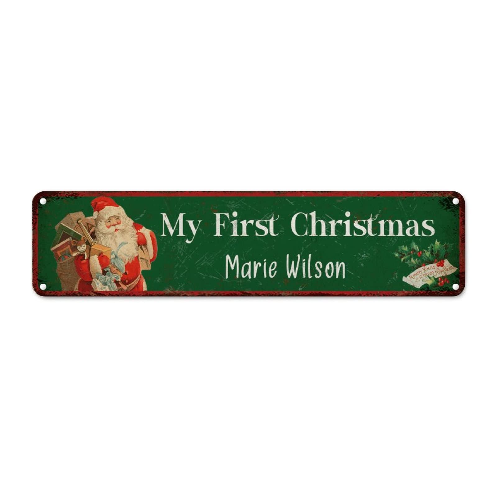 Panneau en metal de qualite superieure decoration Noel My First Christmas vintage en aluminium