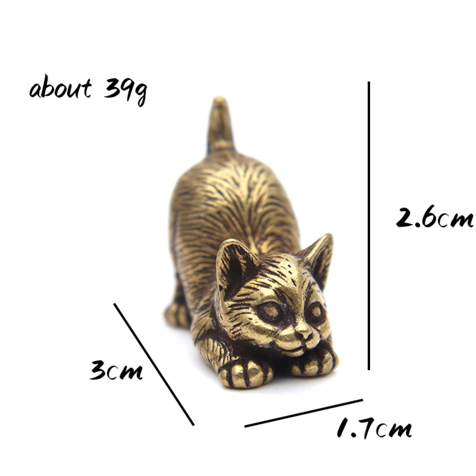 Figurine De Chat En Laiton Vintage - Miniature Faite Main - Décoration Bureau Ou Étagère - Pour Amoureux Des Chats
