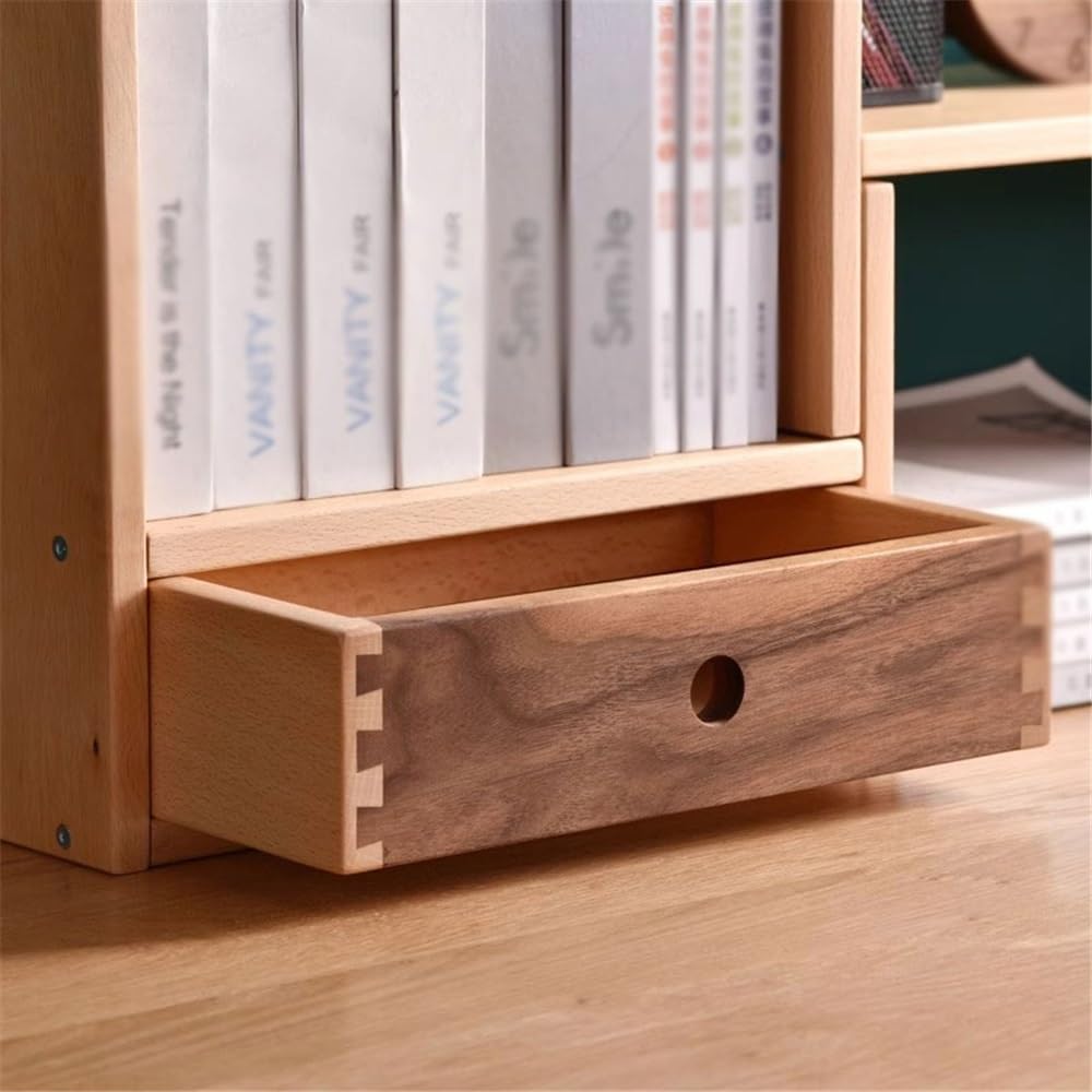 scaffale per libri Libreria da tavolo regolabile semplice, ripiano organizer retrattile in legno con cassetti, for espositore for studio e domestico
