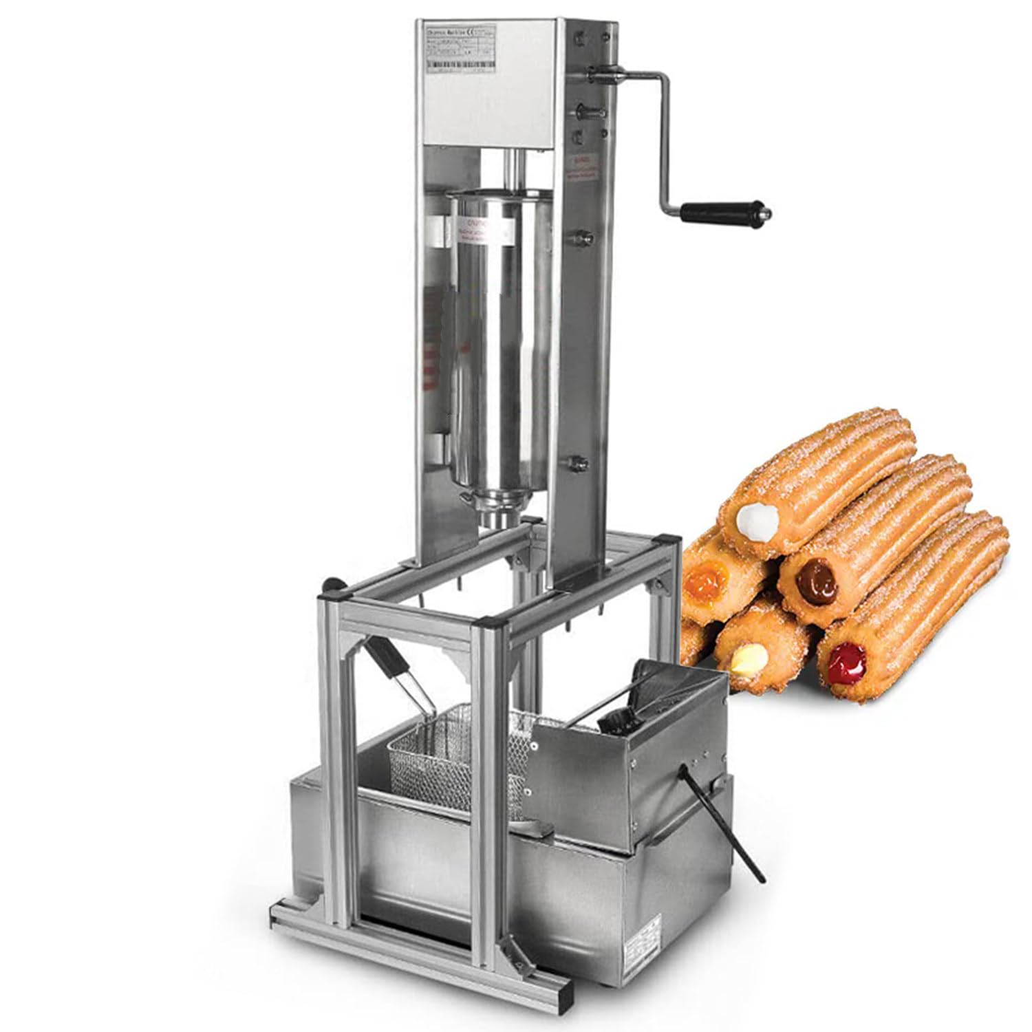 AYCDL Commercial Churro Machine with Fryer, Stainless Steel Manual Donut Maker, Includes Multiple Nozzles for Home and Restaurant Use