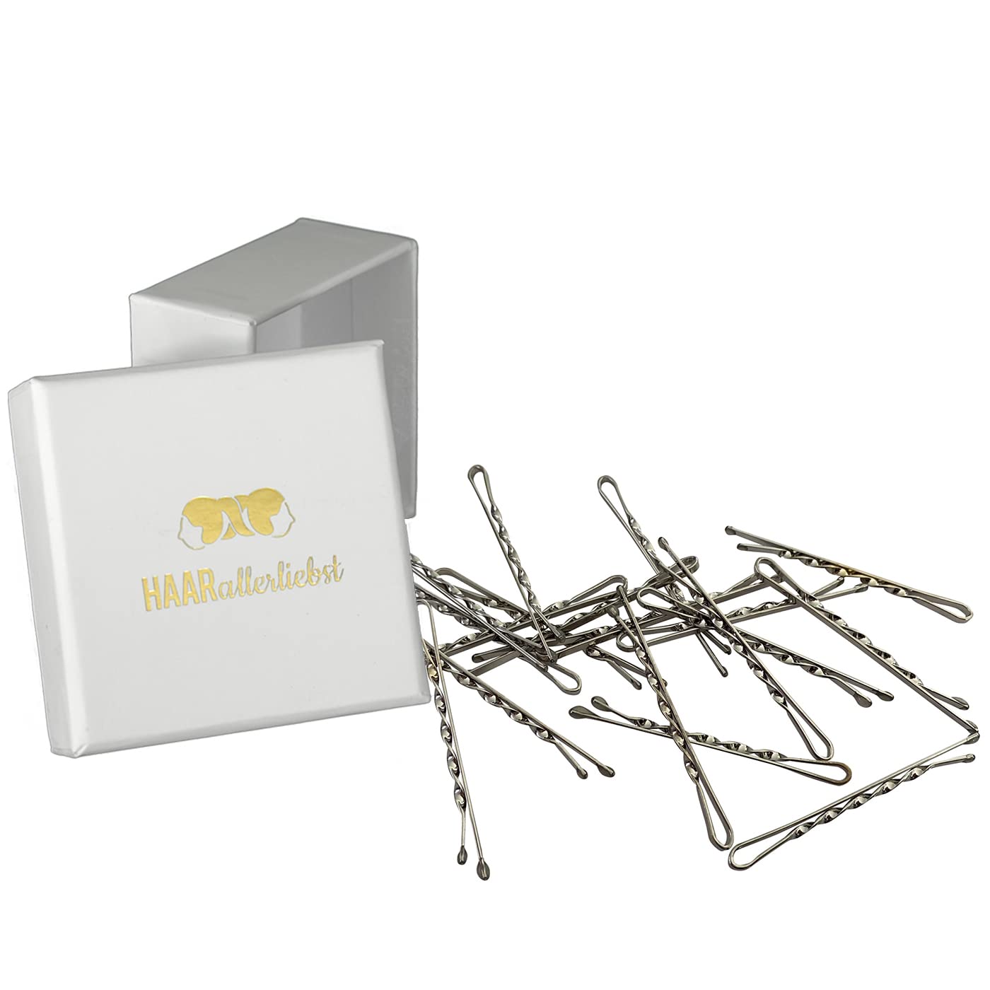 HAARallerliebst Twisted Hair Clips (Pack of 24, Silver,White