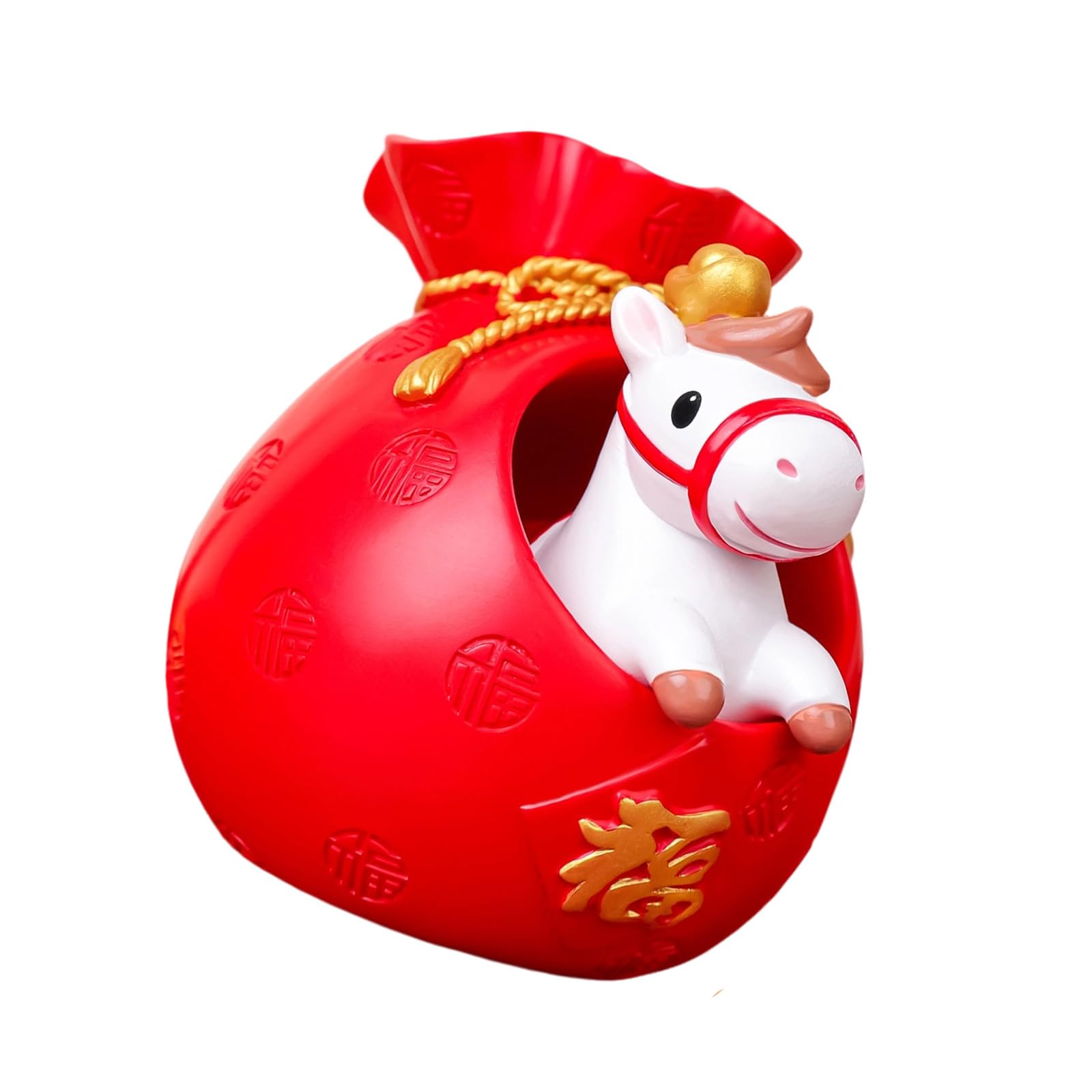 Kaeltsyn Chinese Zodiacs Horse Golden Collectible Figurines Table Decors Resin Horse Statues Feng Shui Ornament Animal Sculptures Collectible Figurines