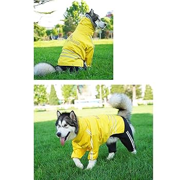 ⭐️犬用レインコート レインジャケット 反射犬服 防風 雨具 イエロー グレー 楽天市場】(送料無料) 犬 レインコート 尻尾も濡れない ドッグ