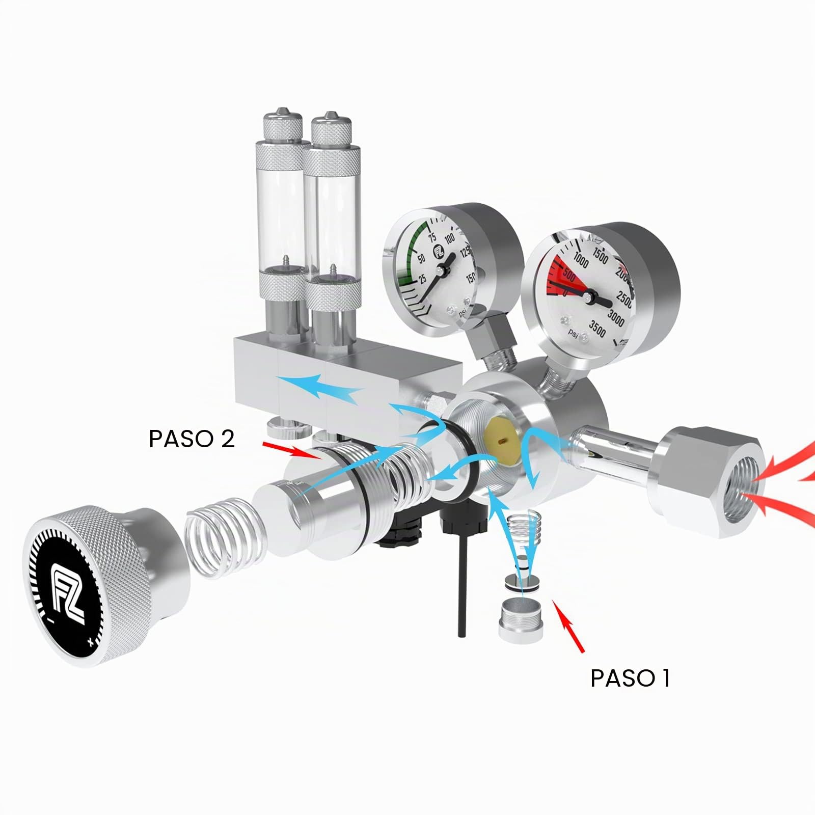 FZONE Acuario Pro Series Regulador de CO2 de Doble Etapa Presión de Salida Ajustable con solenoide CC, válvula de Aguja de Alta precisión integrada y Contador de Burbujas (Stage)
