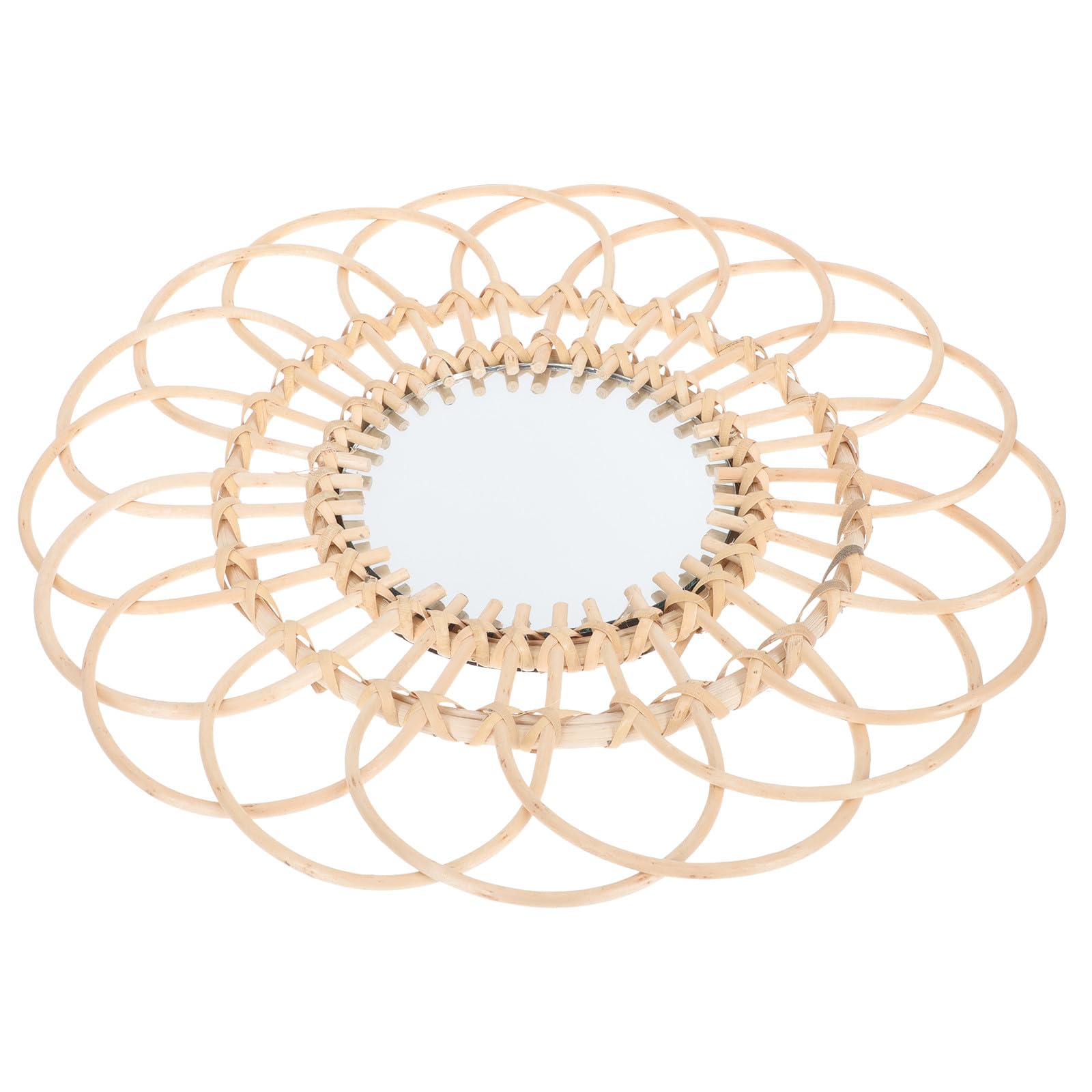 Miroir décoratif rond en rotin pour agrandir un petit salon
