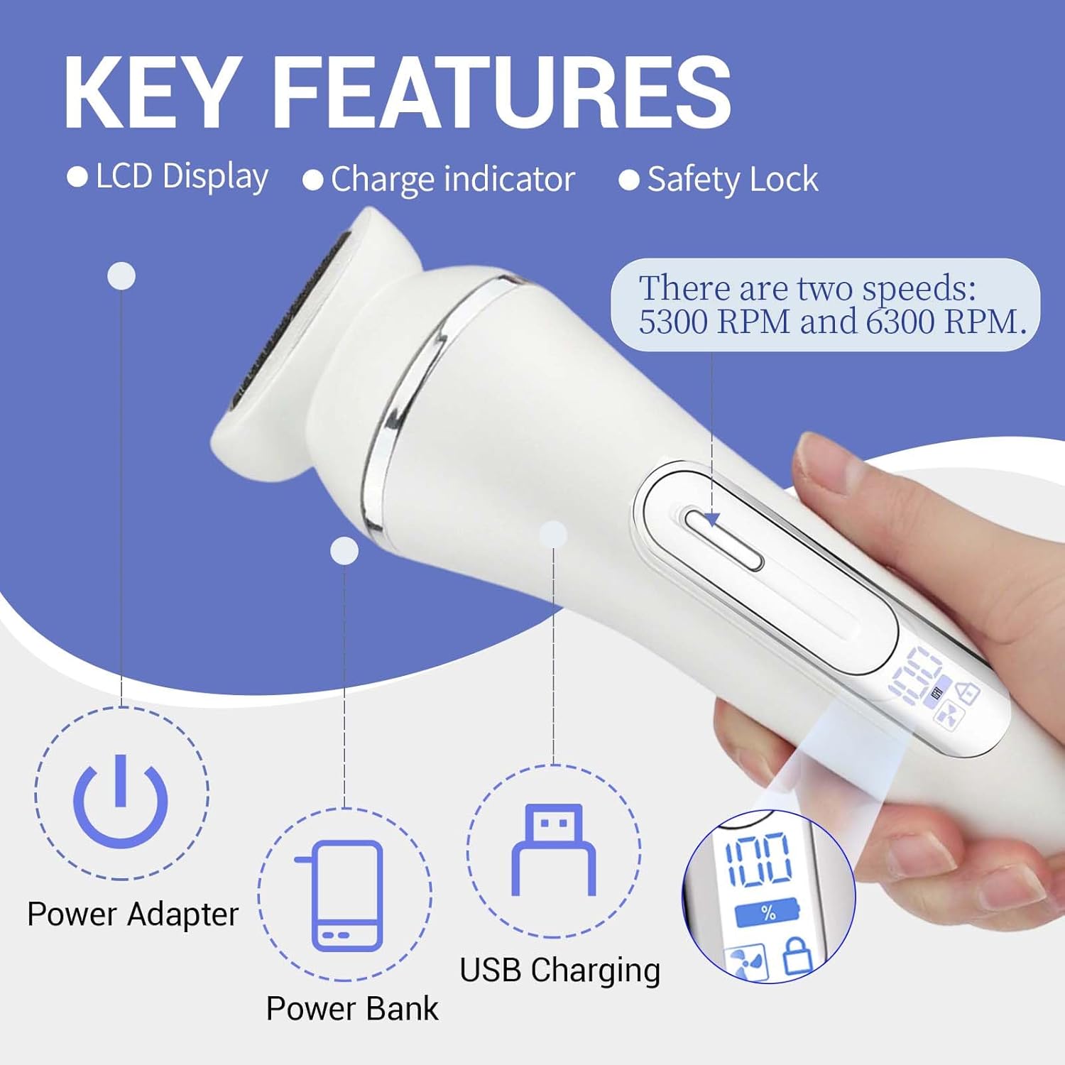 7-in-1 Bikini Trimmer for Women - Painless Electric Razors for Silk Skin, Body Hair Trimmer for Face Legs Underarms, Waterproof Wet & Dry Rechargeable Lady Shaver with USB Dock, IPX7, White - Image 2