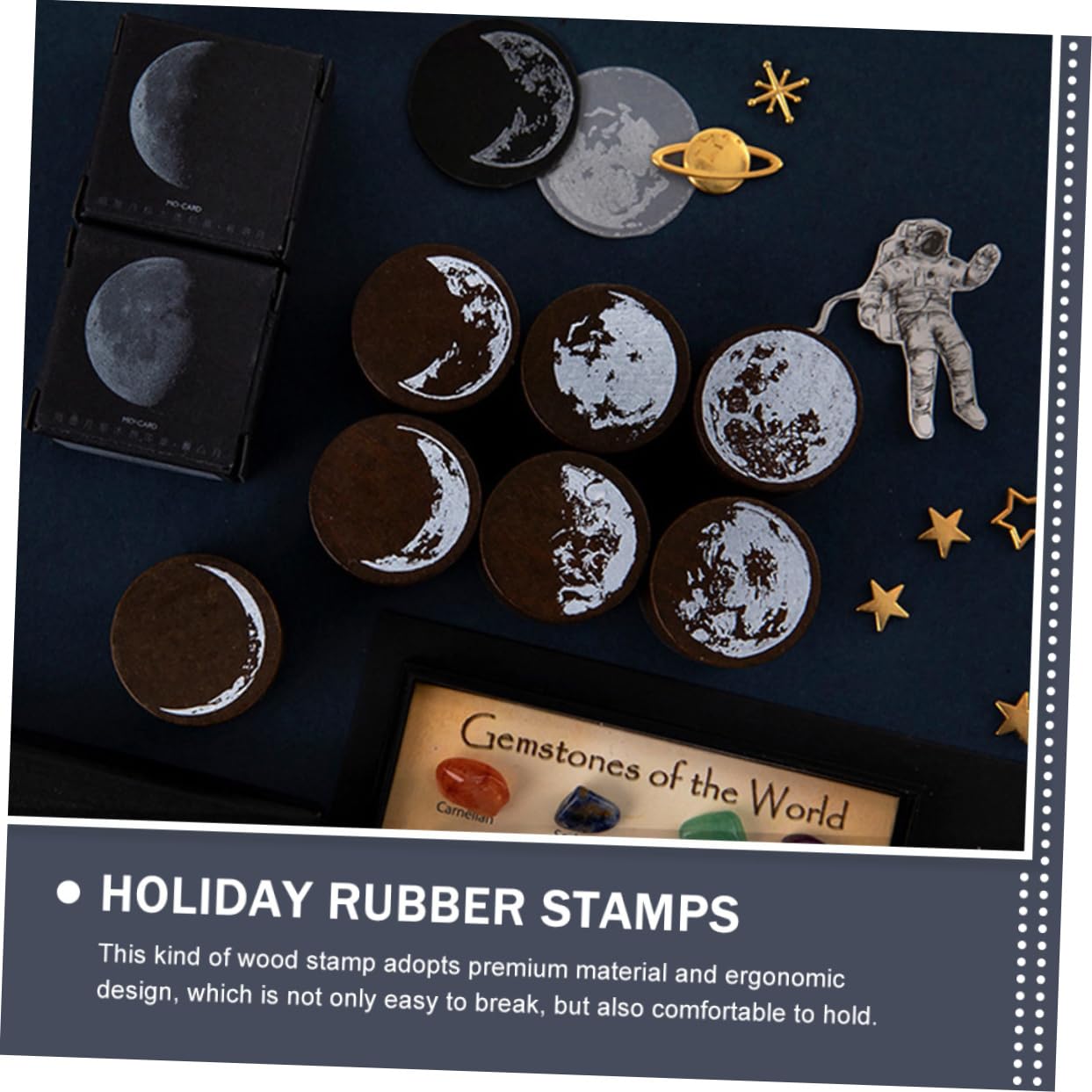 Tofficu 20stücke Teiliges Holzstempel Mit Mondphasen Vintage-dekorationsstempel Für Scrapbooking Und -karten Verschiedene Designs Kreative Bastelmaterialien