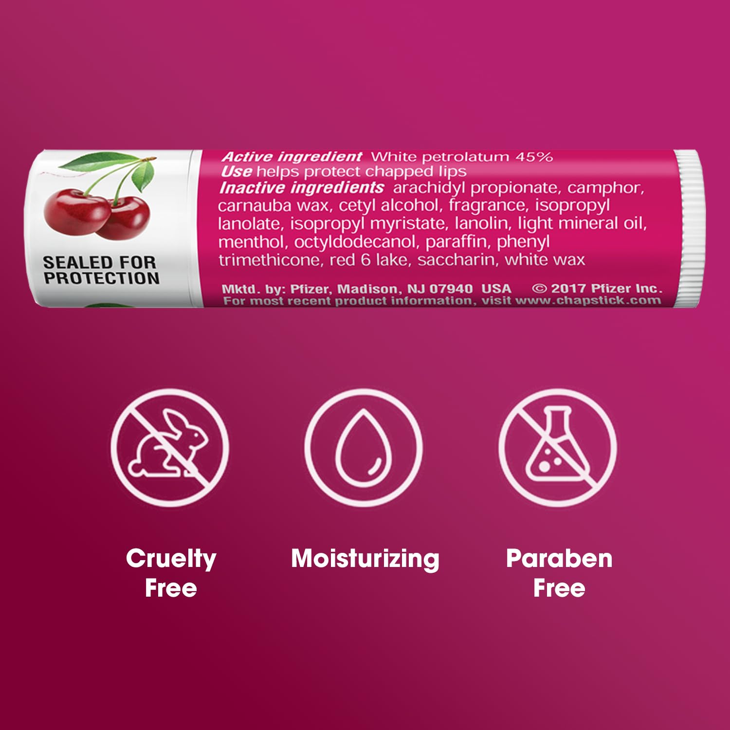 ChapStick Classic Cherry Lip Balm, 12-Count, 0.15 Oz Each