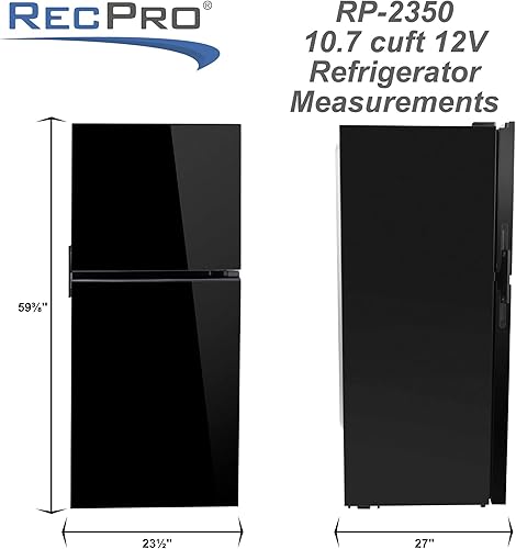 Miniatura 4 de RecPro Refrigerador de vidrio negro para caravana refrigerador de 107 pies cúbicos 12 voltios refrigerador de 2 puertas