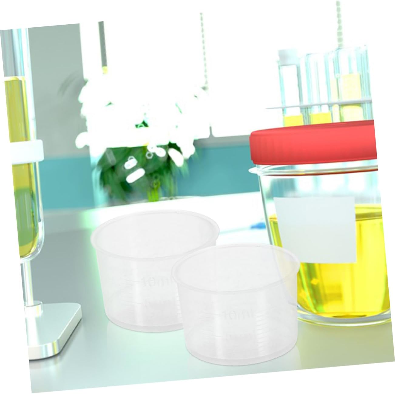 SECFOU 200pcs Clear Plastic Graduated Measuring Cups Scale Cups for Mixing Painting and Epoxy Resin Transparent Liquid Measuring Tool for Kitchen and Laboratory Use