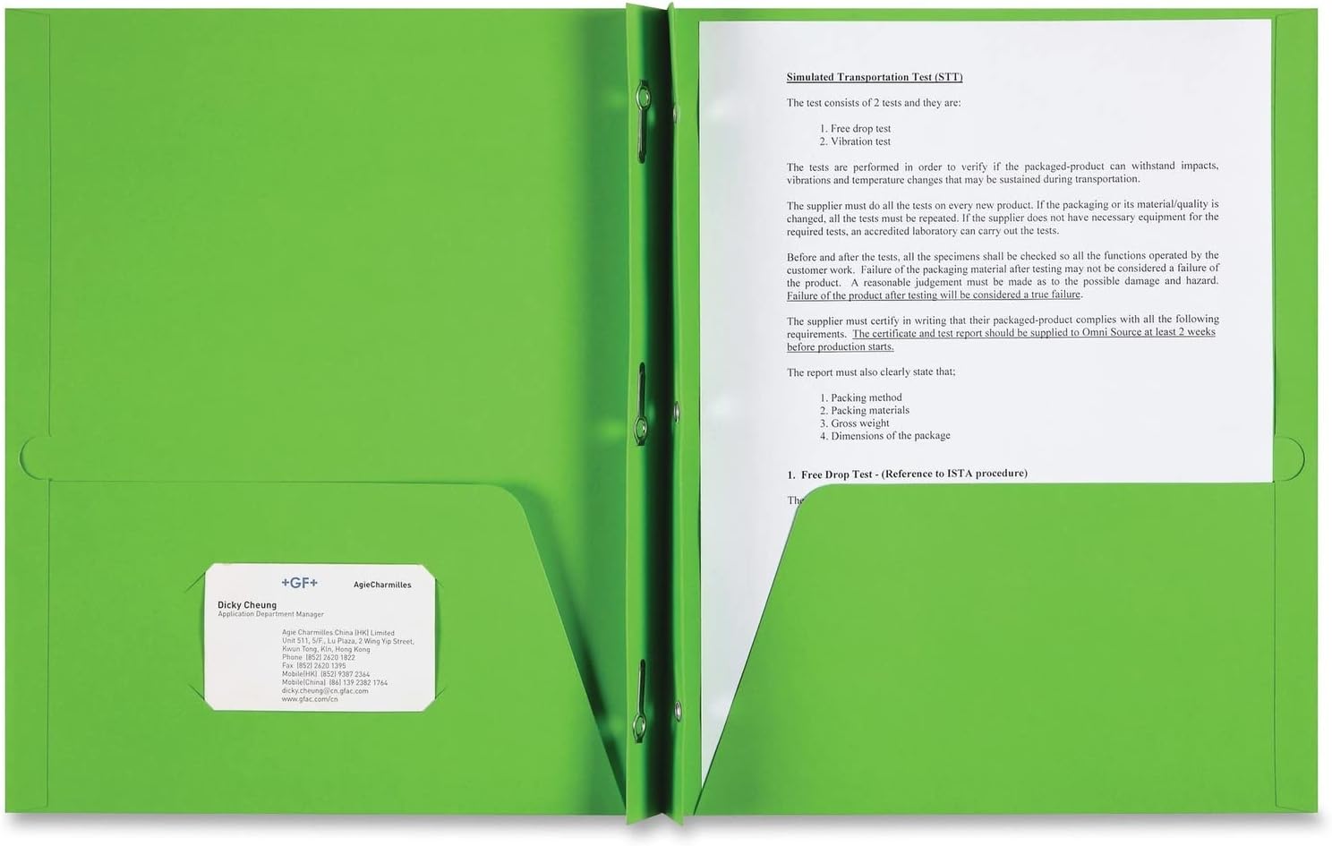 Sparco 78542 2-Pocket Folder, 3 Prong, 25/BX, Apple Green