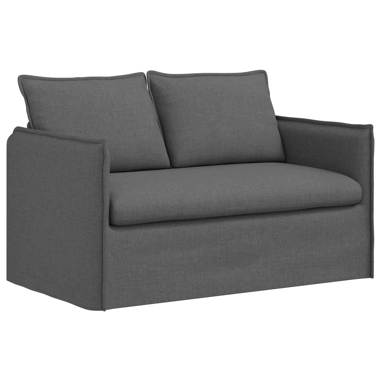 Hothingwell Sofa ciemnoszara 136 x 82 x 85 cm Tkanina | Czarna metalowa rama, podłokietniki drewniane, konstrukcja modułowa, łatwa konserwacja, do salonu lub sypialni