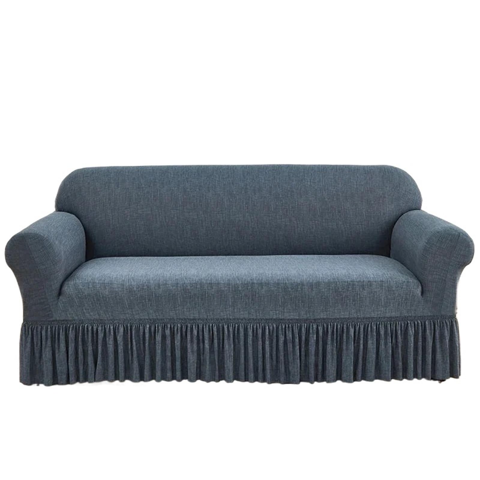 SUBLXPoten Sofa Cover with Skirt Printed Ruffled Skirt Sofa Covers for Living Room Stretch Couch Cover Furniture Protector Easy Fitted Washable(Color 9,3-seater 190-230cm)