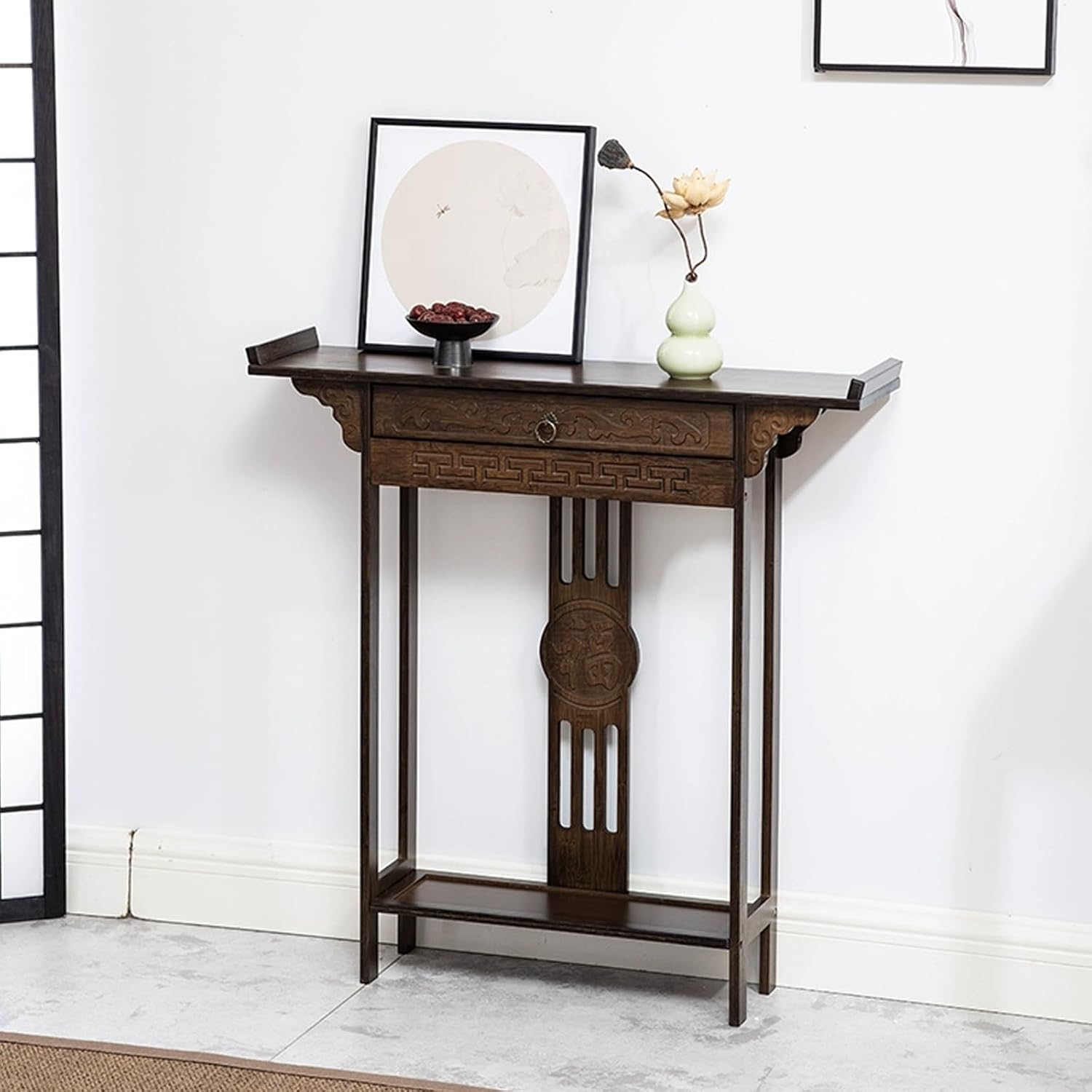 Shrine Altar Table for Prayer with Drawers, Home Meditation Buddhist Table, Buddha Statues sacrificial Shelf, Living Room shrines Altar Shelf, for displaying Decoration, Buddha Statues.