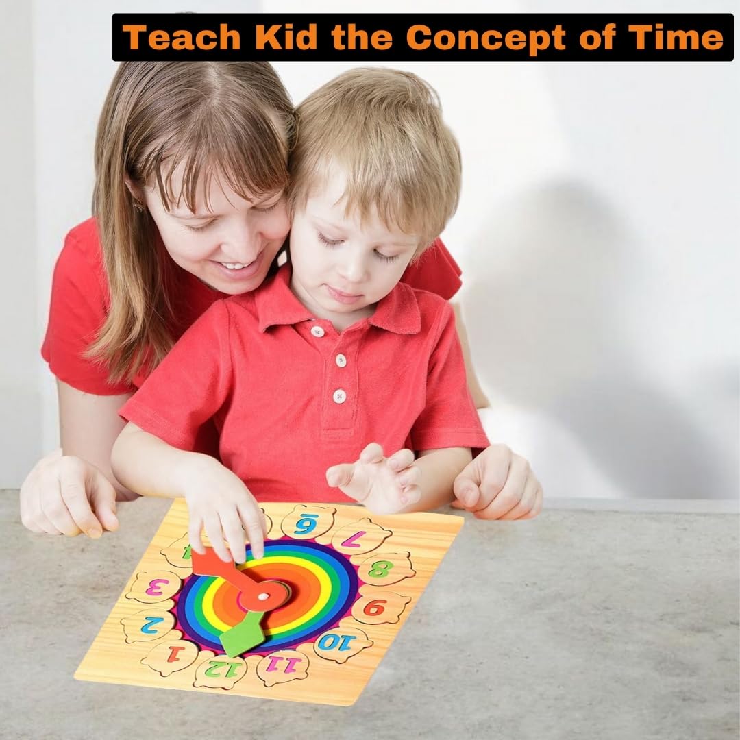 PLUSPOINT Wooden Clock Learning Puzzle for Kids Teaching Time Learning Clock Early Learning Educational Toy Gift for 3 Year Old Toddler Baby Kids Montessori Toys for Toddlers (Puzzle Clock) - Image 7 thumbnail