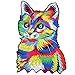 H-ENY Rompecabezas De Madera para Adultos, Colorido Gato En Forma De Rompecabezas De 125 Piezas, Rompecabezas De Cruce De Animales Regalo Creativo para Adolescentes Y Familia,11 * 7.6in