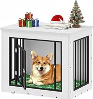 Vista 13 de YITAHOME Mueble de jaula para perros grandes, mesa auxiliar lateral, perrera moderna para perros de interior hasta 60 libras, jaula para perros