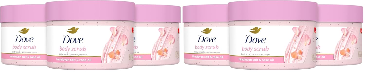Dove Body Scrub Himalayan Salt & Rose Oil 3 Count for Visibly Silky-Smooth, Nourished Skin, with ¼ Moisturizing Cream, 10.5 oz (Pack of 2) Dove Body Scrub Himalayan Salt & Rose Oil 3 Count for Visibly Silky-Smooth, Nourished Skin, with ¼ Moisturizing Cream, 10.5 oz (Pack of 2)
