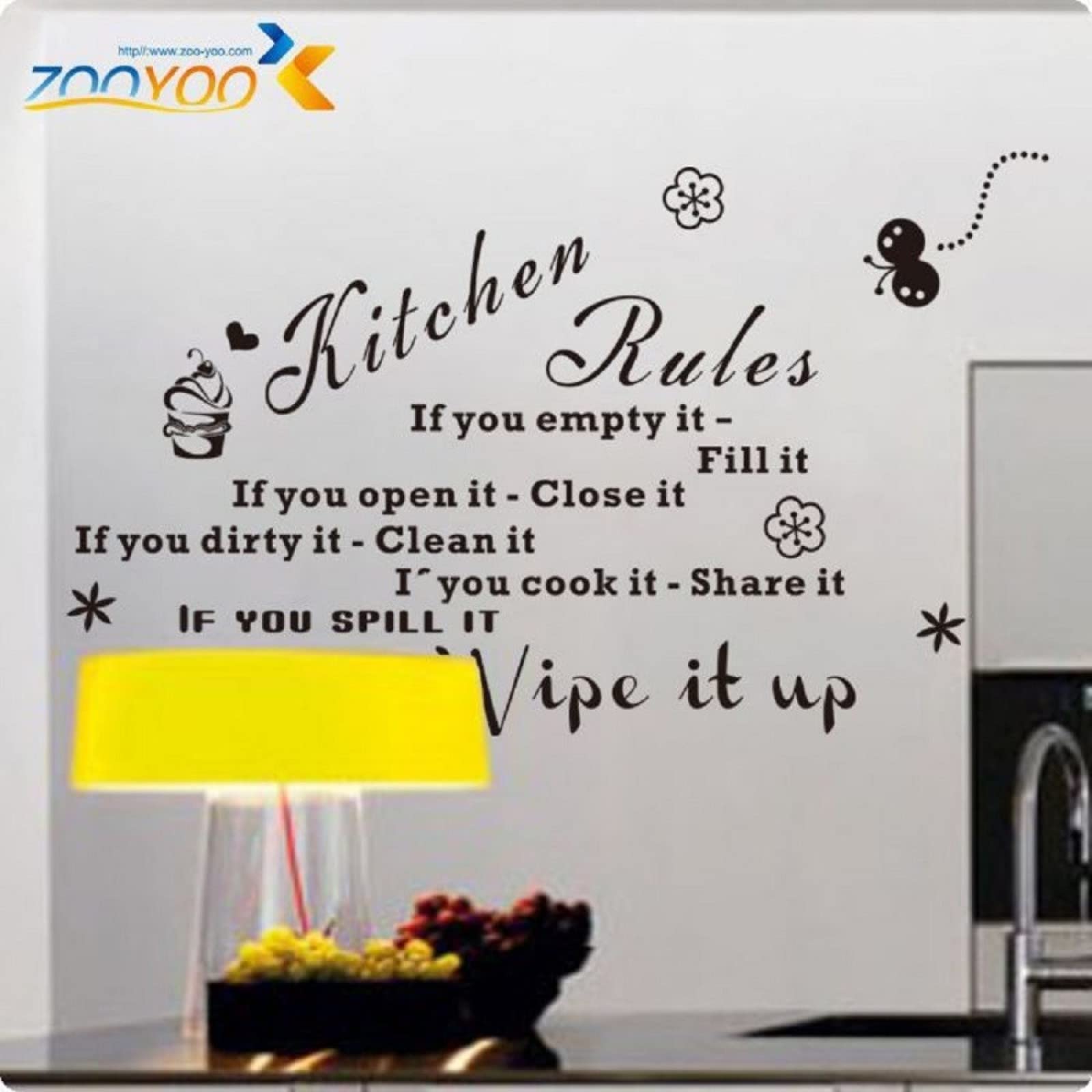 Wall Decal Vinyl Kitchen Rules Kitchen Quote Black Vinyl Wall Decals Original Design Wall Sticker Home Decor Wall Decalswall Girls Bedroom Living Room