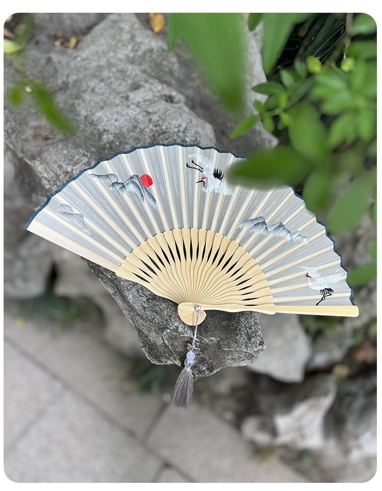 Amazon.co.jp: 蘇州刺繍団扇古風扇子チャイナドレス扇両面刺繍