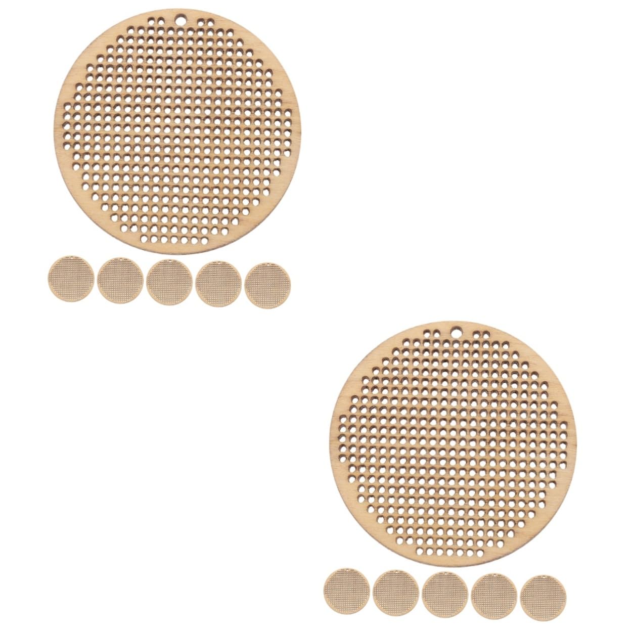 ARTIBETTER 3sets Mini Cross Stitch Wooden Chips DIY Hanging Tag Embroidery Circle Pendants 6pcs*3