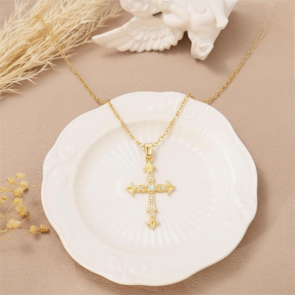 Cross Necklace 14K Gold Cross Necklaces for Women Twisted Cross Infinity Open Loop Pendant Necklace for Womens Religious Jewelry - Image 4