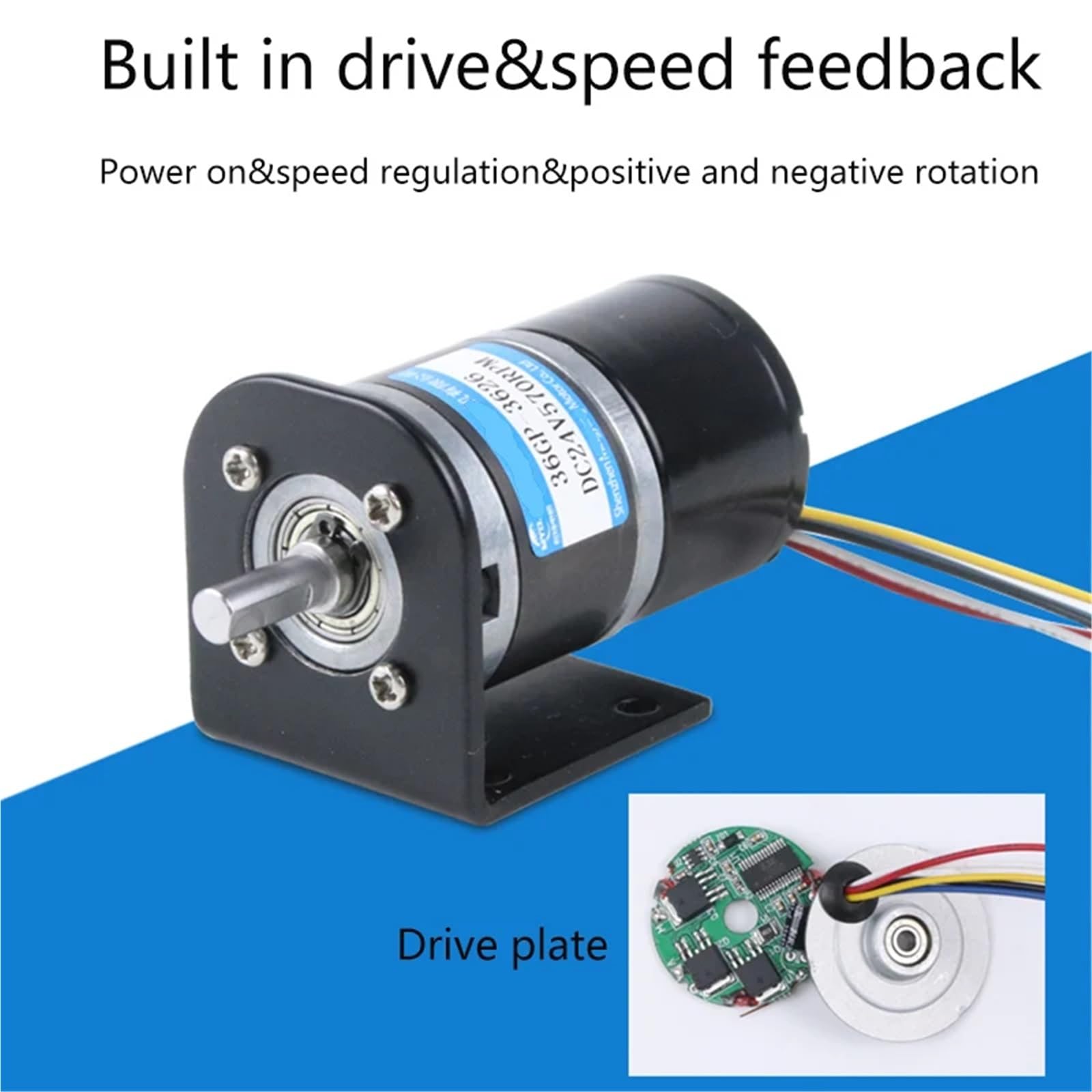 Motorino Elettrico, Motore Dc Motoriduttore Planetario DC 36mm Brushless, 100KG, 12V/24V, Coppia Elevata(Shaft diameter 8mm,24V 28 rpm,Only motor)